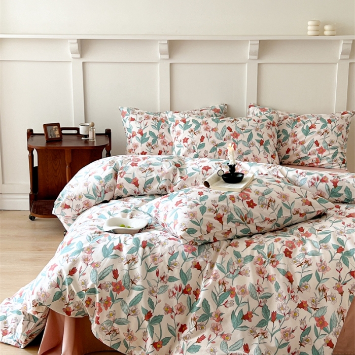 91家纺网 家纺一手货源 找家纺 棉眠 2023新款万神殿全棉系列四件套 红绸