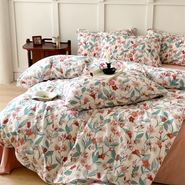 91家纺网 家纺一手货源 找家纺 棉眠 2023新款万神殿全棉系列四件套 红绸