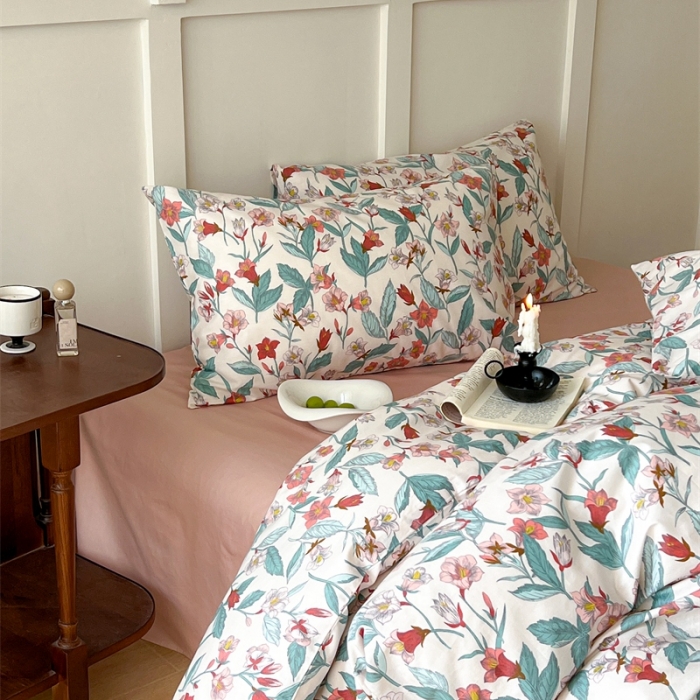 91家纺网 家纺一手货源 找家纺 棉眠 2023新款万神殿全棉系列四件套 红绸