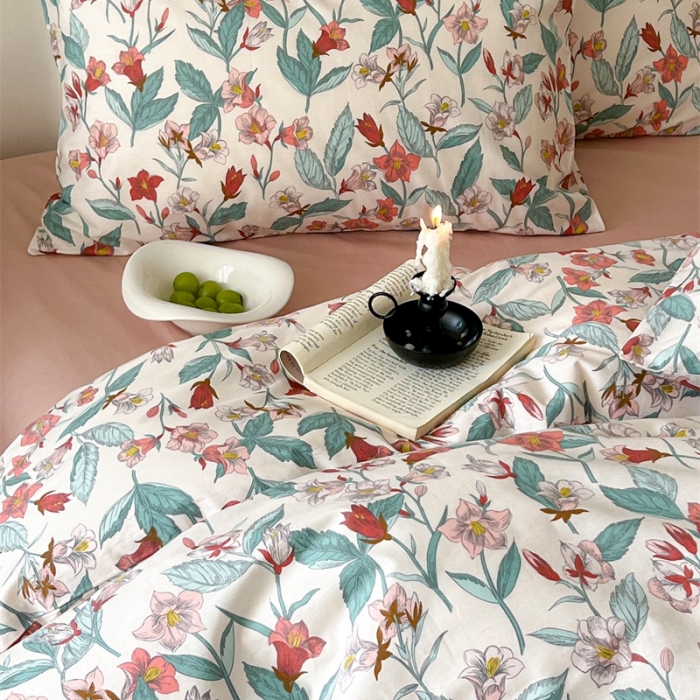 91家纺网 家纺一手货源 找家纺 棉眠 2023新款万神殿全棉系列四件套 红绸