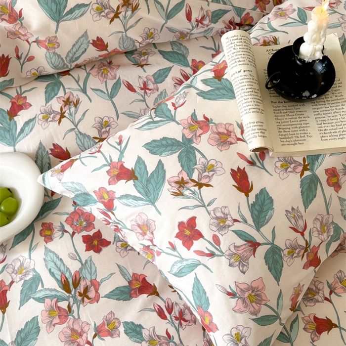 91家纺网 家纺一手货源 找家纺 棉眠 2023新款万神殿全棉系列四件套 红绸