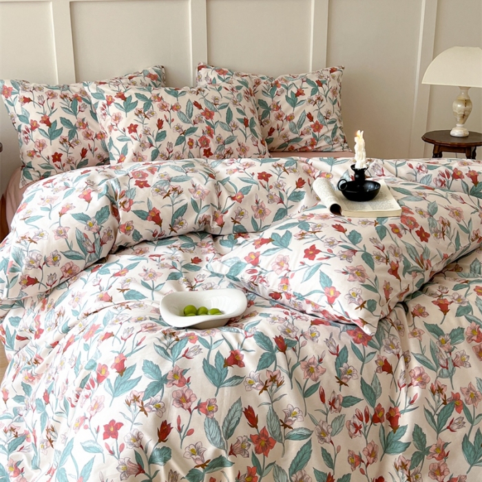 91家纺网 家纺一手货源 找家纺 棉眠 2023新款万神殿全棉系列四件套 红绸