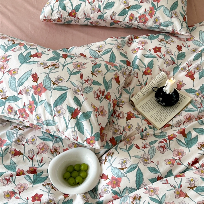 91家纺网 家纺一手货源 找家纺 棉眠 2023新款万神殿全棉系列四件套 红绸