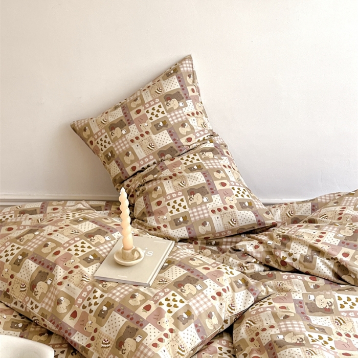 91家纺网 家纺一手货源 找家纺 棉眠 2023新款万神殿全棉系列四件套 奶油熊