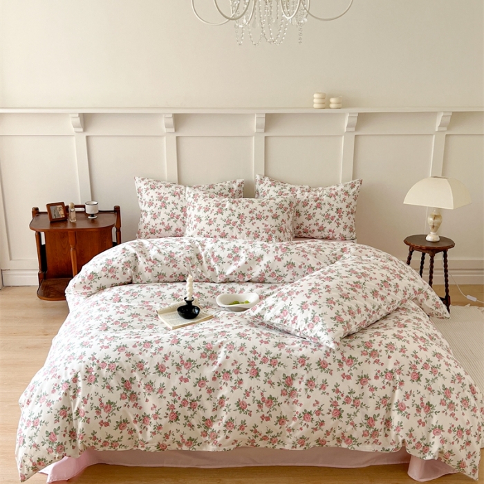 91家纺网 家纺一手货源 找家纺 棉眠 2023新款万神殿全棉系列四件套 桃花雪