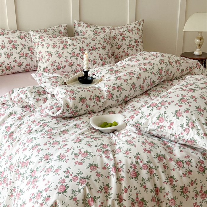 91家纺网 家纺一手货源 找家纺 棉眠 2023新款万神殿全棉系列四件套 桃花雪