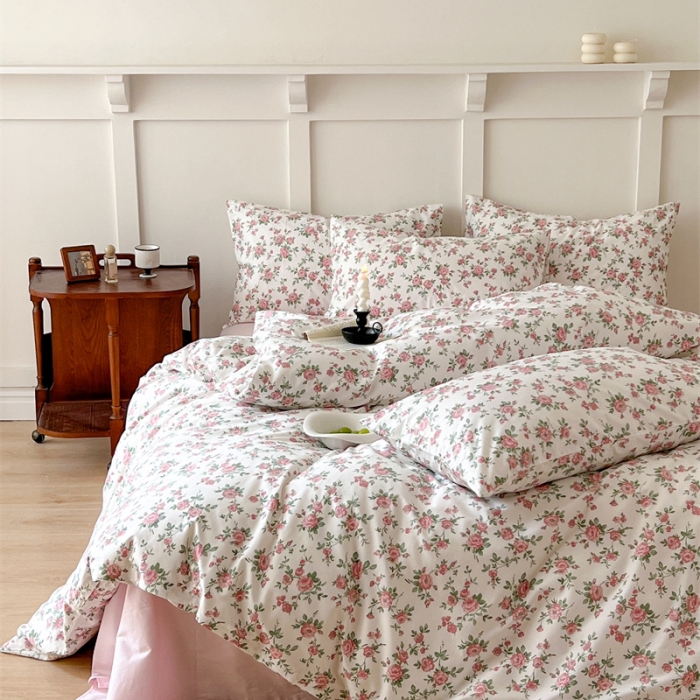 91家纺网 家纺一手货源 找家纺 棉眠 2023新款万神殿全棉系列四件套 桃花雪