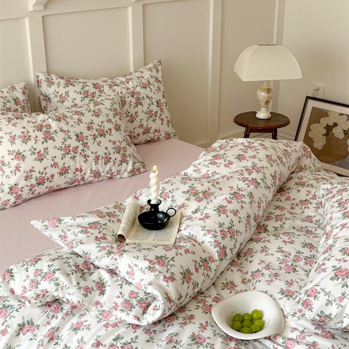 91家纺网 家纺一手货源 找家纺 棉眠 2023新款万神殿全棉系列四件套 桃花雪