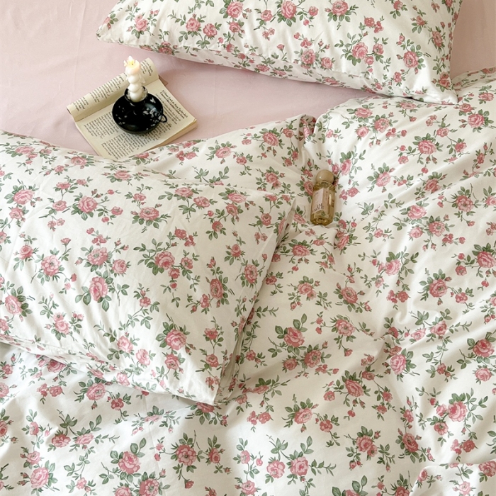 91家纺网 家纺一手货源 找家纺 棉眠 2023新款万神殿全棉系列四件套 桃花雪