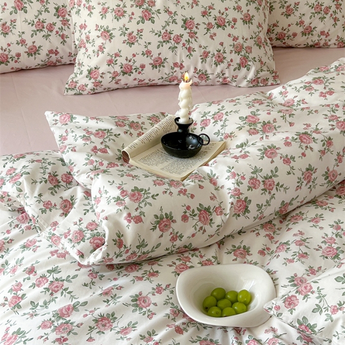 91家纺网 家纺一手货源 找家纺 棉眠 2023新款万神殿全棉系列四件套 桃花雪