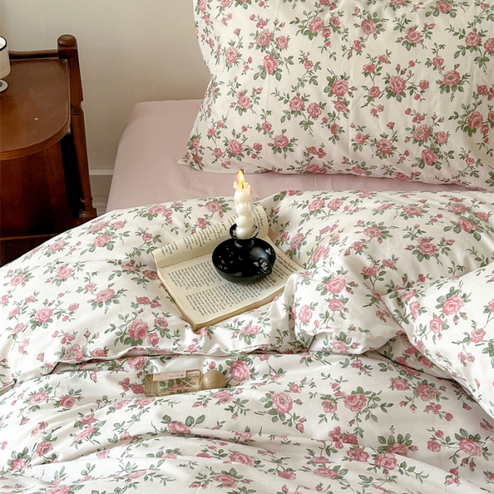 91家纺网 家纺一手货源 找家纺 棉眠 2023新款万神殿全棉系列四件套 桃花雪