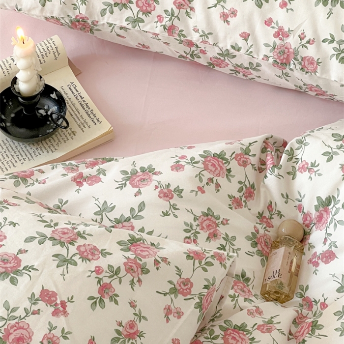 91家纺网 家纺一手货源 找家纺 棉眠 2023新款万神殿全棉系列四件套 桃花雪