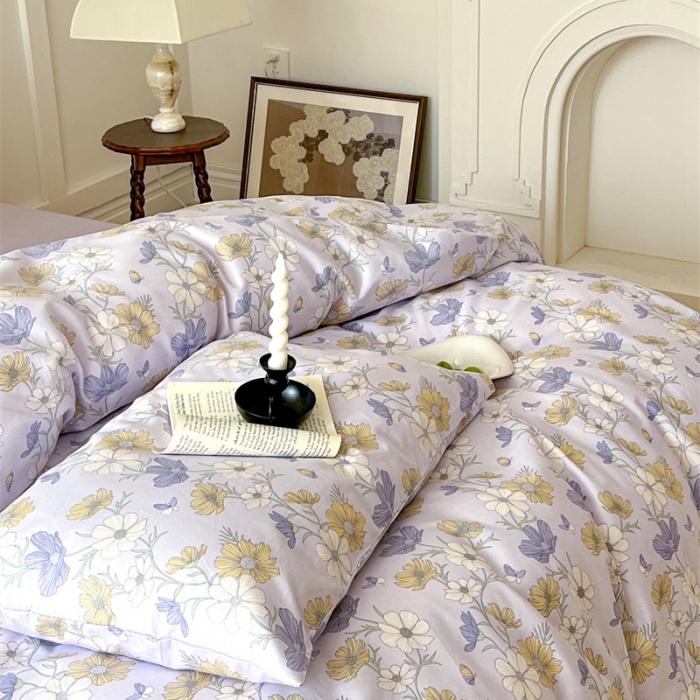 91家纺网 家纺一手货源 找家纺 棉眠 2023新款万神殿全棉系列四件套 云花香