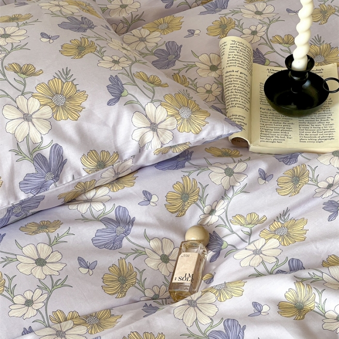 91家纺网 家纺一手货源 找家纺 棉眠 2023新款万神殿全棉系列四件套 云花香