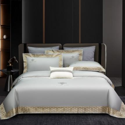 91家纺网 家纺一手货源 找家纺 （总）嘉恋 2023新款100支全棉绣花四件套送礼盒包装-龙鳞春羽