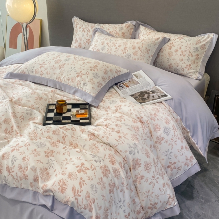 91家纺网 家纺一手货源 找家纺 棉生活 2023新款3M贡缎工艺天丝四件套 晨光粉