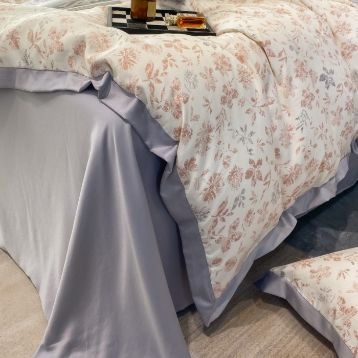 91家纺网 家纺一手货源 找家纺 棉生活 2023新款3M贡缎工艺天丝四件套 晨光粉