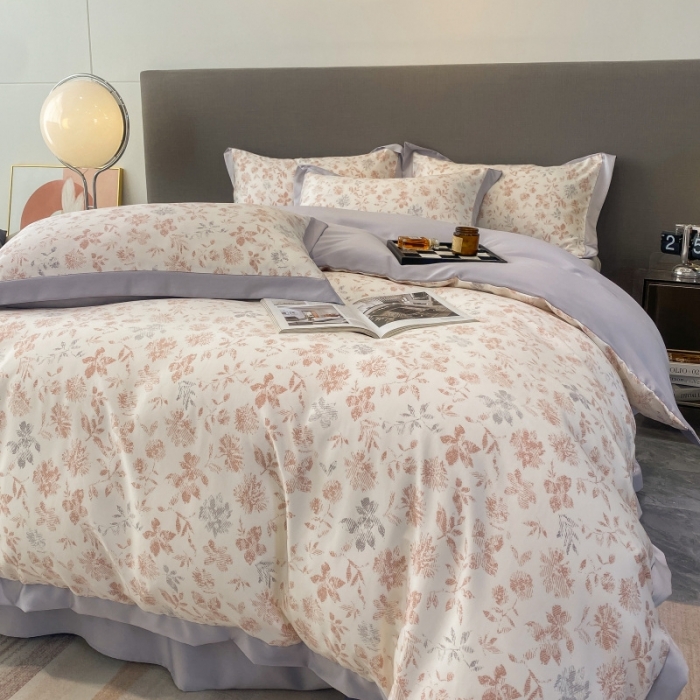 91家纺网 家纺一手货源 找家纺 棉生活 2023新款3M贡缎工艺天丝四件套 晨光粉