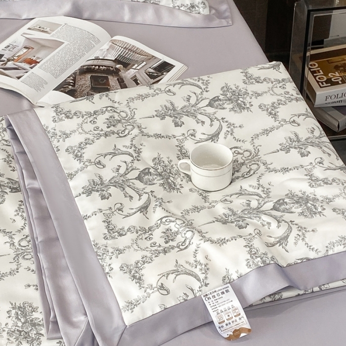 91家纺网 家纺一手货源 找家纺 棉生活 2023新款3M贡缎工艺天丝四件套 浮岚灰