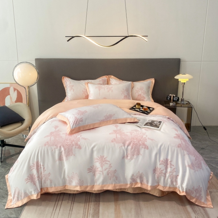 91家纺网 家纺一手货源 找家纺 棉生活 2023新款3M贡缎工艺天丝四件套 洛林粉