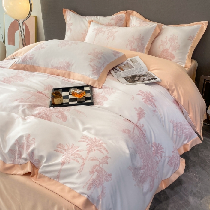 91家纺网 家纺一手货源 找家纺 棉生活 2023新款3M贡缎工艺天丝四件套 洛林粉