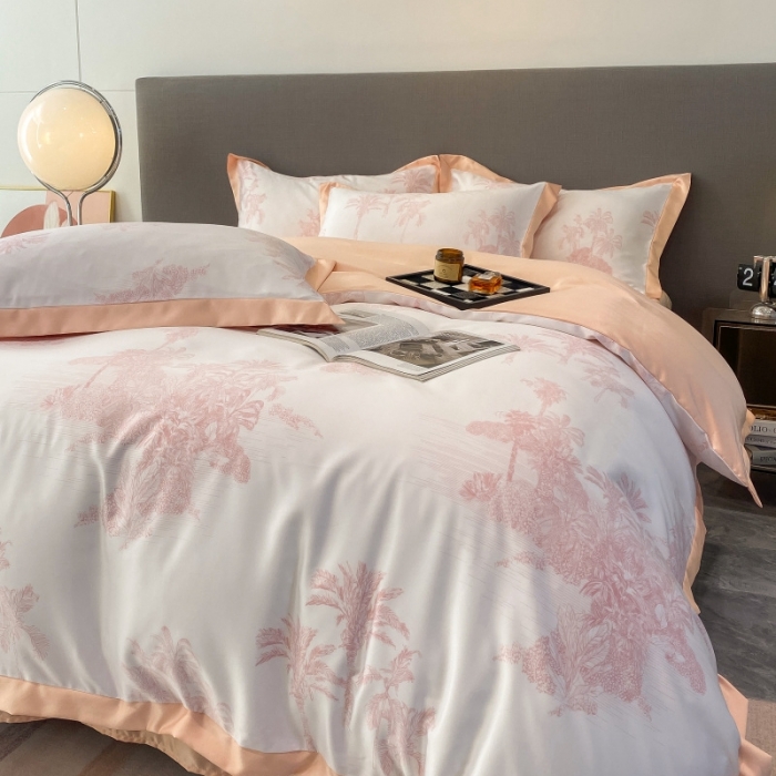 91家纺网 家纺一手货源 找家纺 棉生活 2023新款3M贡缎工艺天丝四件套 洛林粉