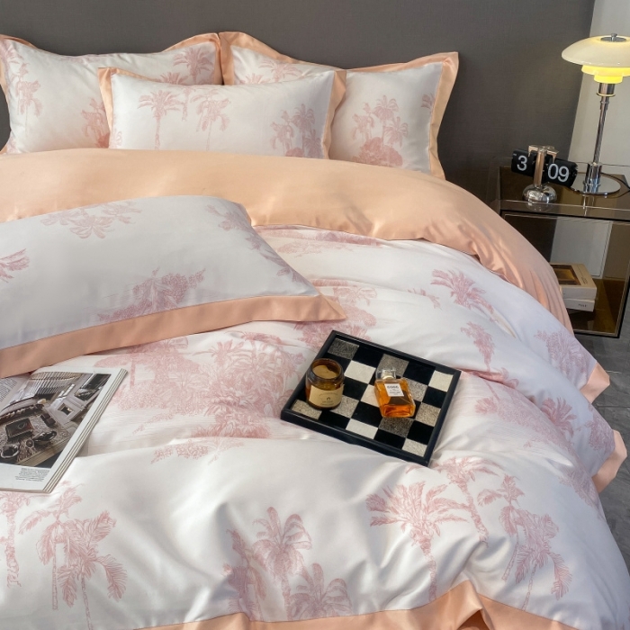 91家纺网 家纺一手货源 找家纺 棉生活 2023新款3M贡缎工艺天丝四件套 洛林粉