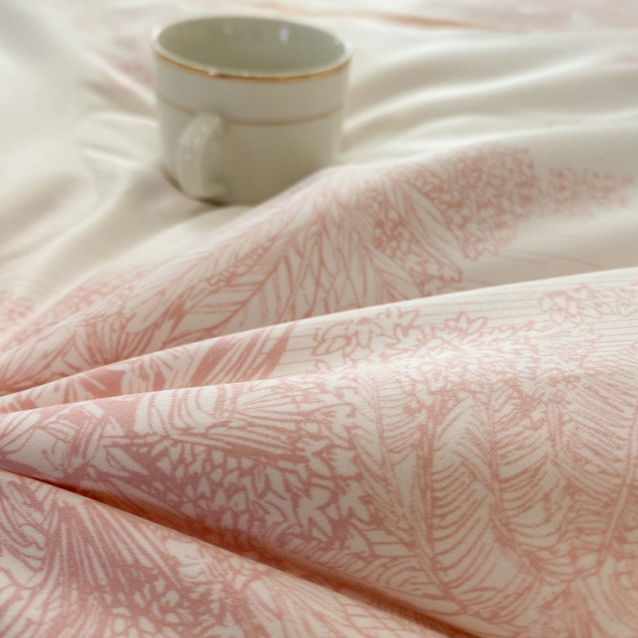 91家纺网 家纺一手货源 找家纺 棉生活 2023新款3M贡缎工艺天丝四件套 洛林粉