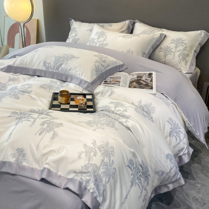 91家纺网 家纺一手货源 找家纺 棉生活 2023新款3M贡缎工艺天丝四件套 洛林灰