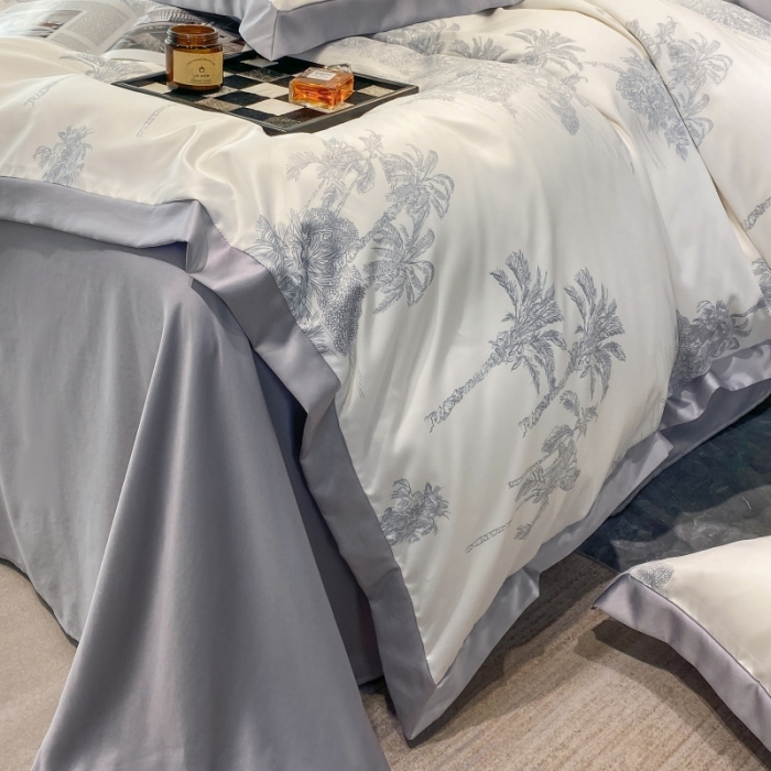 91家纺网 家纺一手货源 找家纺 棉生活 2023新款3M贡缎工艺天丝四件套 洛林灰