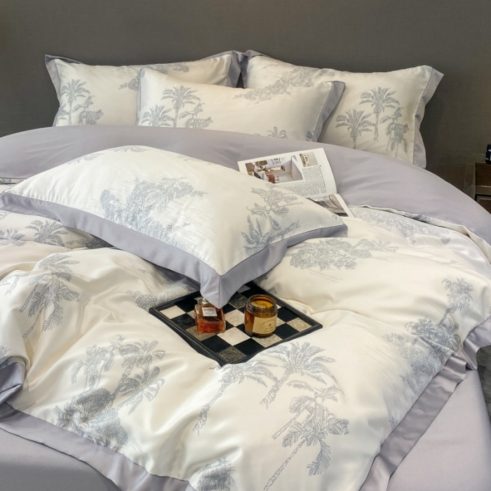 91家纺网 家纺一手货源 找家纺 棉生活 2023新款3M贡缎工艺天丝四件套 洛林灰