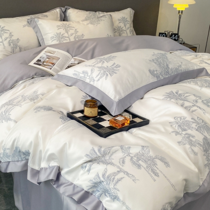 91家纺网 家纺一手货源 找家纺 棉生活 2023新款3M贡缎工艺天丝四件套 洛林灰