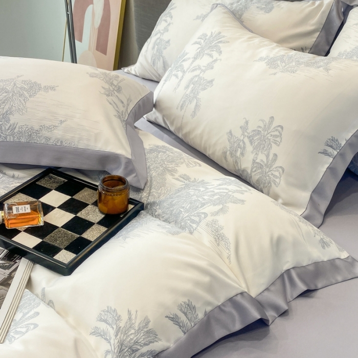 91家纺网 家纺一手货源 找家纺 棉生活 2023新款3M贡缎工艺天丝四件套 洛林灰