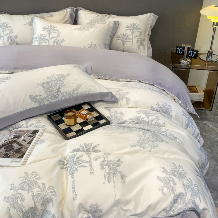 91家纺网 家纺一手货源 找家纺 棉生活 2023新款3M贡缎工艺天丝四件套 洛林灰