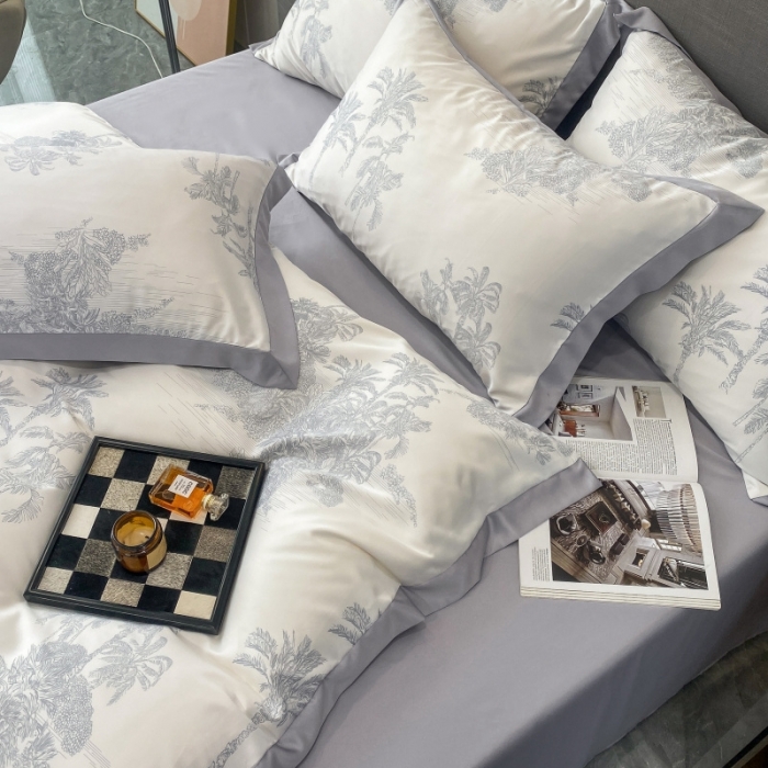 91家纺网 家纺一手货源 找家纺 棉生活 2023新款3M贡缎工艺天丝四件套 洛林灰