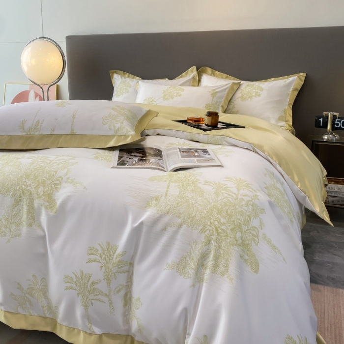 91家纺网 家纺一手货源 找家纺 棉生活 2023新款3M贡缎工艺天丝四件套 洛林绿