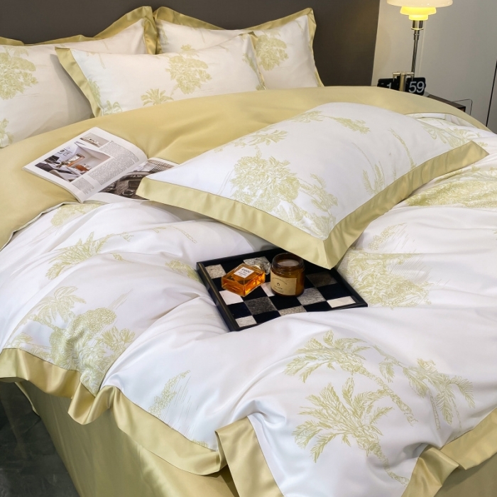 91家纺网 家纺一手货源 找家纺 棉生活 2023新款3M贡缎工艺天丝四件套 洛林绿