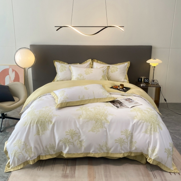 91家纺网 家纺一手货源 找家纺 棉生活 2023新款3M贡缎工艺天丝四件套 洛林绿