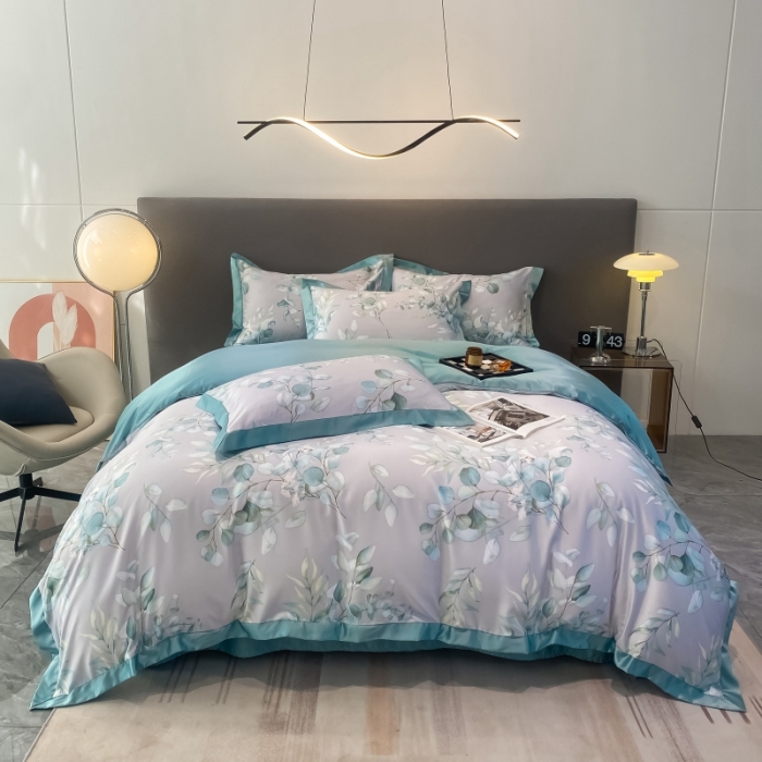 91家纺网 家纺一手货源 找家纺 棉生活 2023新款3M贡缎工艺天丝四件套 森语灰