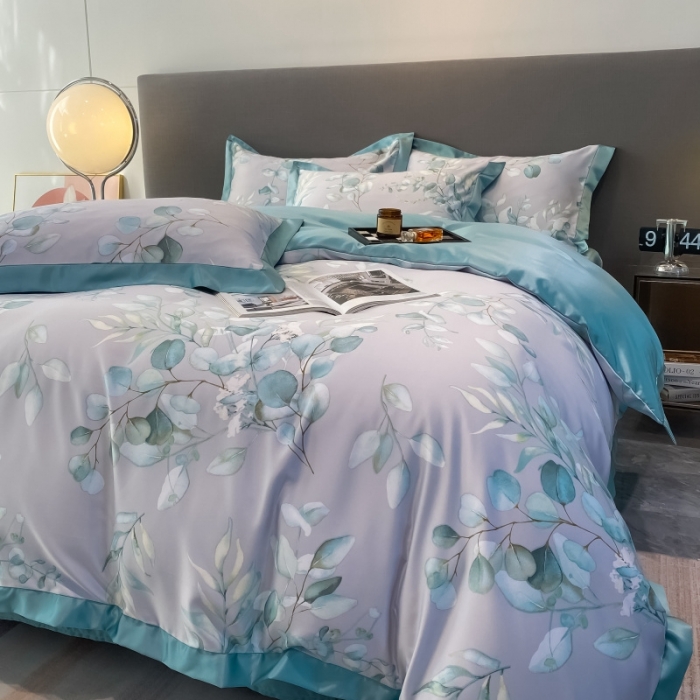 91家纺网 家纺一手货源 找家纺 棉生活 2023新款3M贡缎工艺天丝四件套 森语灰