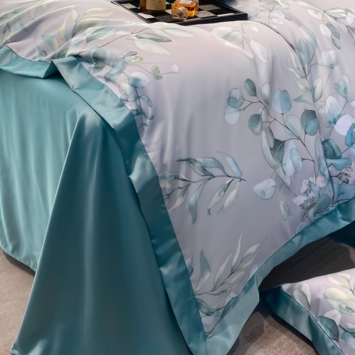 91家纺网 家纺一手货源 找家纺 棉生活 2023新款3M贡缎工艺天丝四件套 森语灰