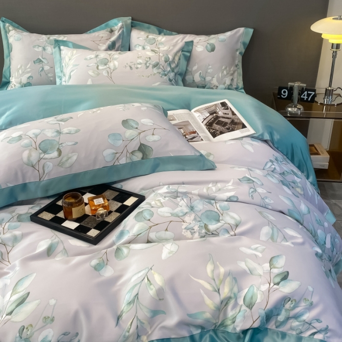 91家纺网 家纺一手货源 找家纺 棉生活 2023新款3M贡缎工艺天丝四件套 森语灰