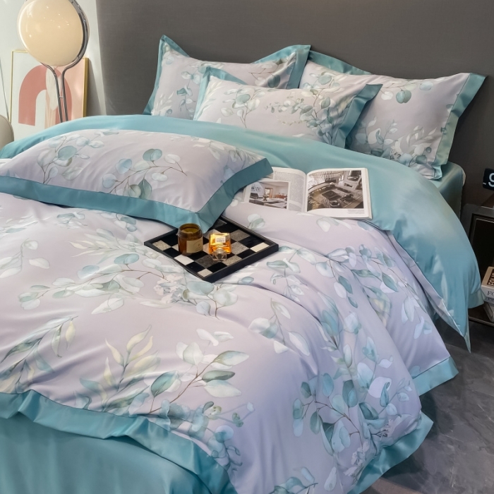 91家纺网 家纺一手货源 找家纺 棉生活 2023新款3M贡缎工艺天丝四件套 森语灰