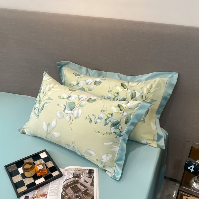 91家纺网 家纺一手货源 找家纺 棉生活 2023新款3M贡缎工艺天丝四件套 森语绿