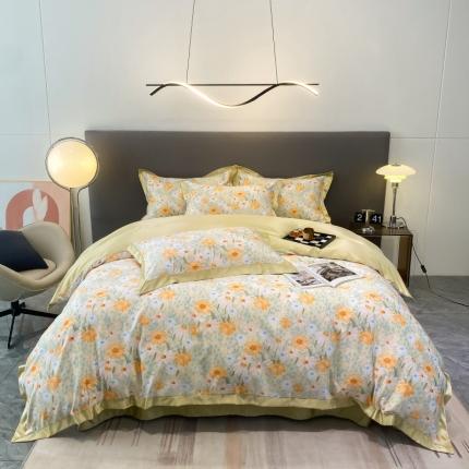 棉生活 2023新款3M贡缎工艺天丝四件套 松菊桔