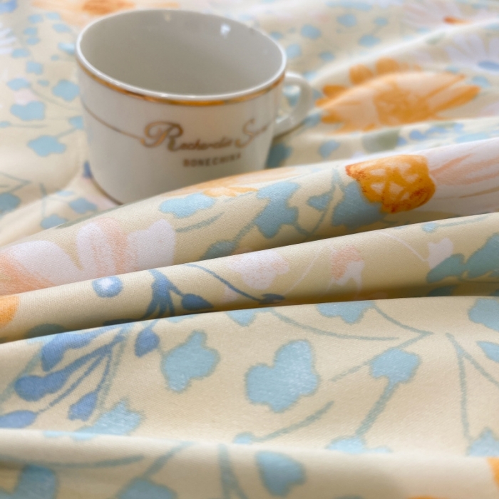 91家纺网 家纺一手货源 找家纺 棉生活 2023新款3M贡缎工艺天丝四件套 松菊桔