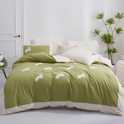 91家纺网 家纺一手货源 找家纺 （总）嘉恋 2023新款全棉水洗棉毛巾绣四件套送精美包装-大展宏兔