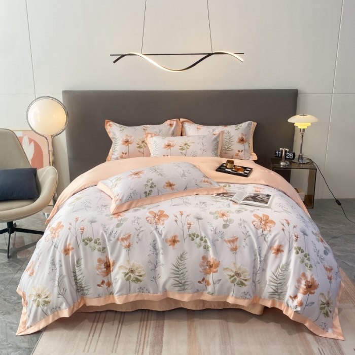 91家纺网 家纺一手货源 找家纺 棉生活 2023新款3M贡缎工艺天丝四件套 苏沫棕