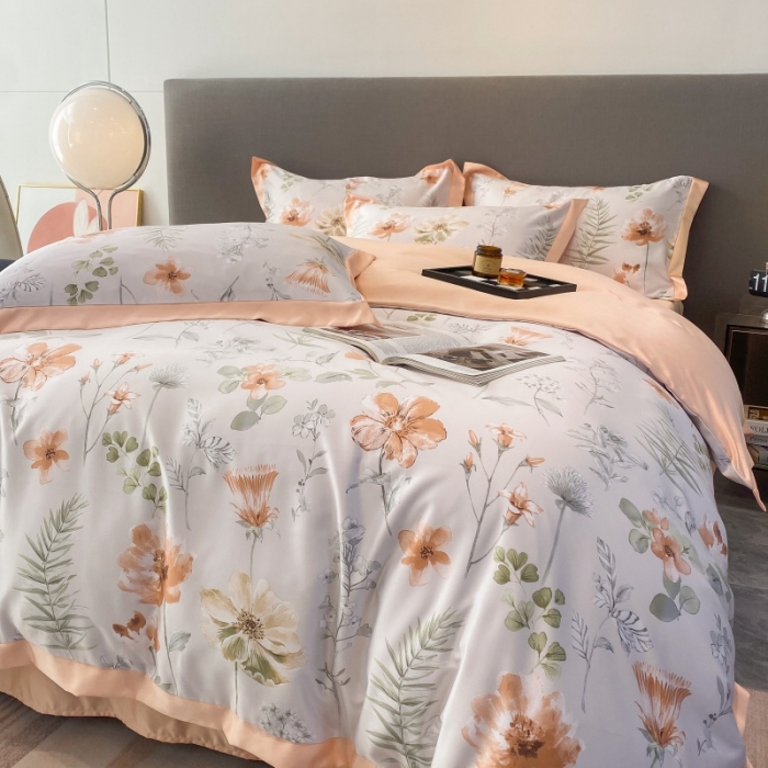 91家纺网 家纺一手货源 找家纺 棉生活 2023新款3M贡缎工艺天丝四件套 苏沫棕