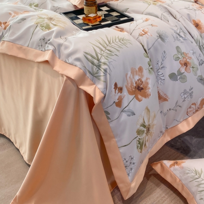 91家纺网 家纺一手货源 找家纺 棉生活 2023新款3M贡缎工艺天丝四件套 苏沫棕